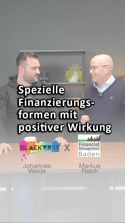 Neue Woche, neue Reihe: Und zwar dieses Mal Markus Reich im Gespräch mit Johannes Weide, Geschäftsführer der Blackvrst Group.

Im ersten Teil geht es um spezielle Finanzierungsformen mit positiver Wirkung.
#financial #management #baden #blackforest #finanzierungsmöglichkeiten #Finanzierung